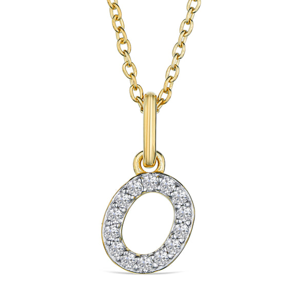 Love Letter Initial O Lab Diamond Necklace set in 18K Gold Vermeil