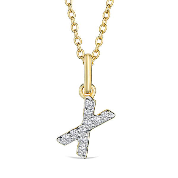 Love Letter Initial X Lab Diamond Necklace set in 18K Gold Vermeil