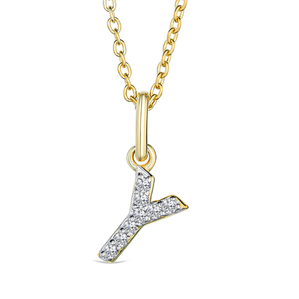 Love Letter Initial Y Lab Diamond Necklace set in 18K Gold Vermeil