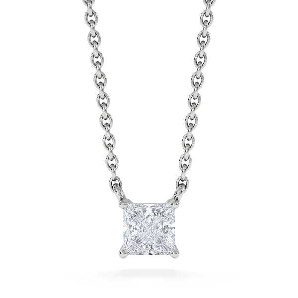 Wanderlust Floating Princess Cut Lab Diamond Solitaire Necklace 0.33ct H/SI in 925 Silver