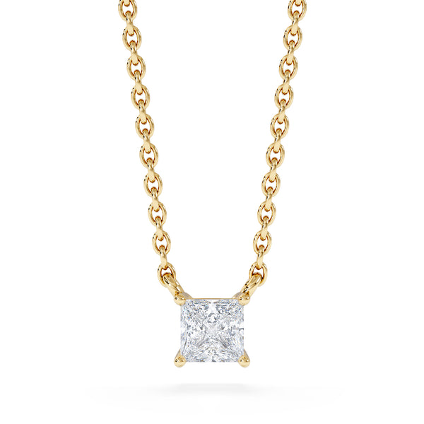 Wanderlust Floating Princess Cut Lab Diamond Solitaire Necklace 0.25ct H/SI in 18K Gold Vermeil