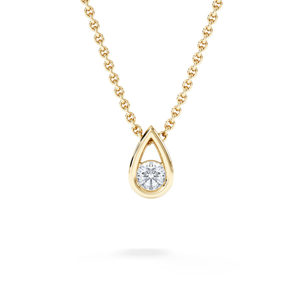 Teardrop 0.10ct Round Cut Lab Grown Solitaire Pendant Necklace in 18K Gold Vermeil