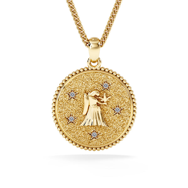 Zodiac Virgo Necklace Medallion Lab Grown 0.02ct in 18K Gold Vermeil