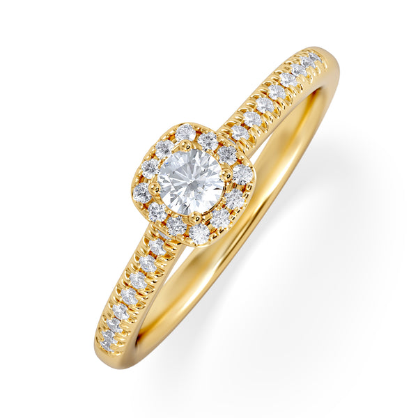 Lumia Round Cut Lab Diamond Halo Ring 0.33ct F/VS in 18K Gold Vermeil