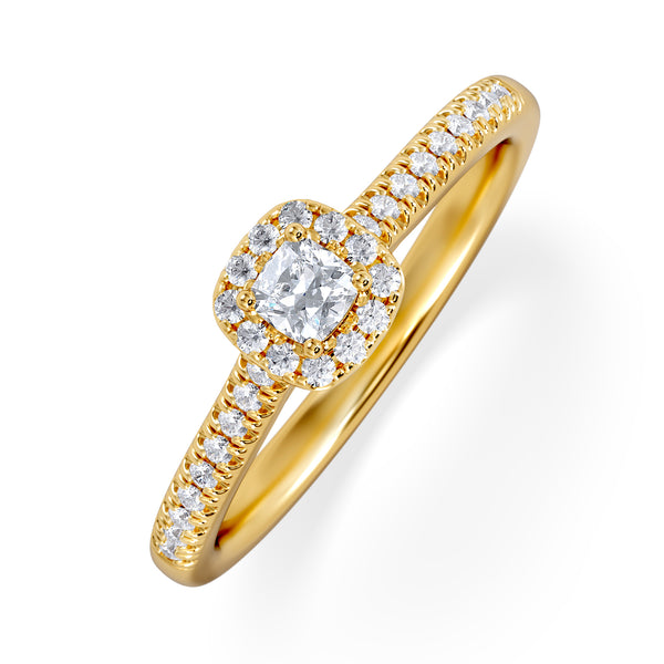 Lumia Cushion Cut Lab Diamond Halo Ring 0.33ct F/VS in 18K Gold Vermeil