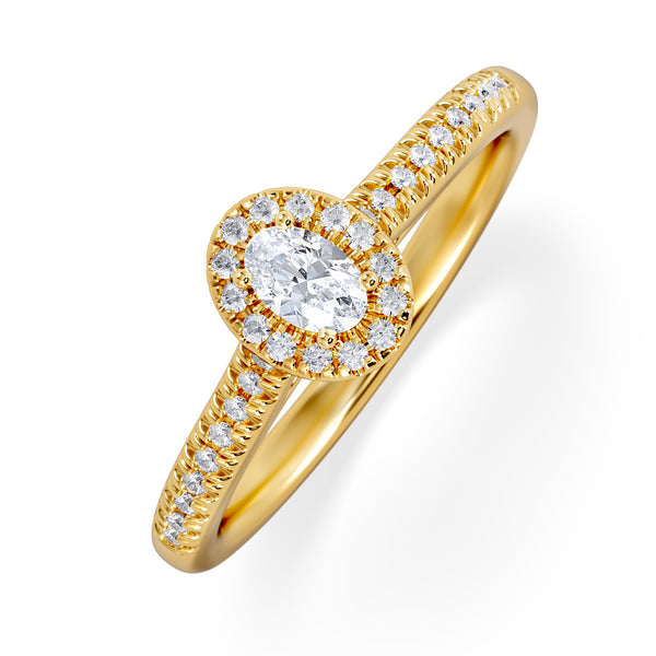 Lumia Oval Cut Lab Diamond Halo Ring 0.33ct F/VS in 18K Gold Vermeil