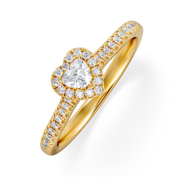 Lumia Heart Cut Lab Diamond Halo Ring 0.33ct F/VS in 18K Gold Vermeil