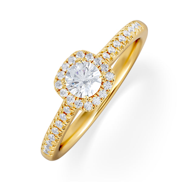 Lumia Round Cut Lab Diamond Halo Ring 0.50ct F/VS in 18K Gold Vermeil