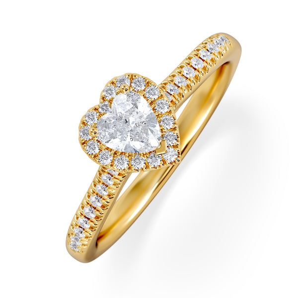 Lumia Heart Cut Lab Diamond Halo Ring 0.50ct F/VS in 18K Gold Vermeil