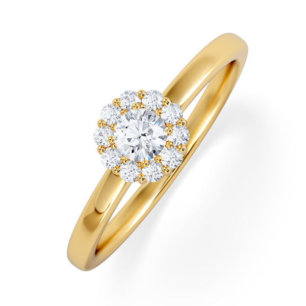 The Fleur Halo 0.30ct Round Cut Lab Diamond Ring in 18K Gold Vermeil