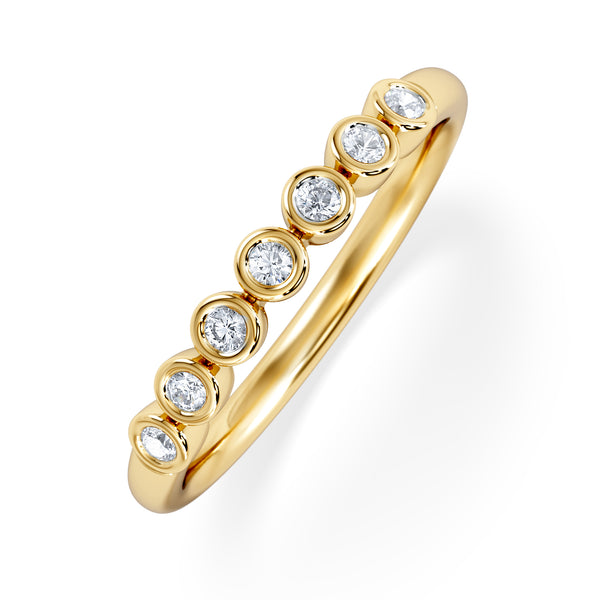 Orbit Half Band 0.15ct F/VS Round Cut Rubover Eternity Ring in 18K Gold Vemeil