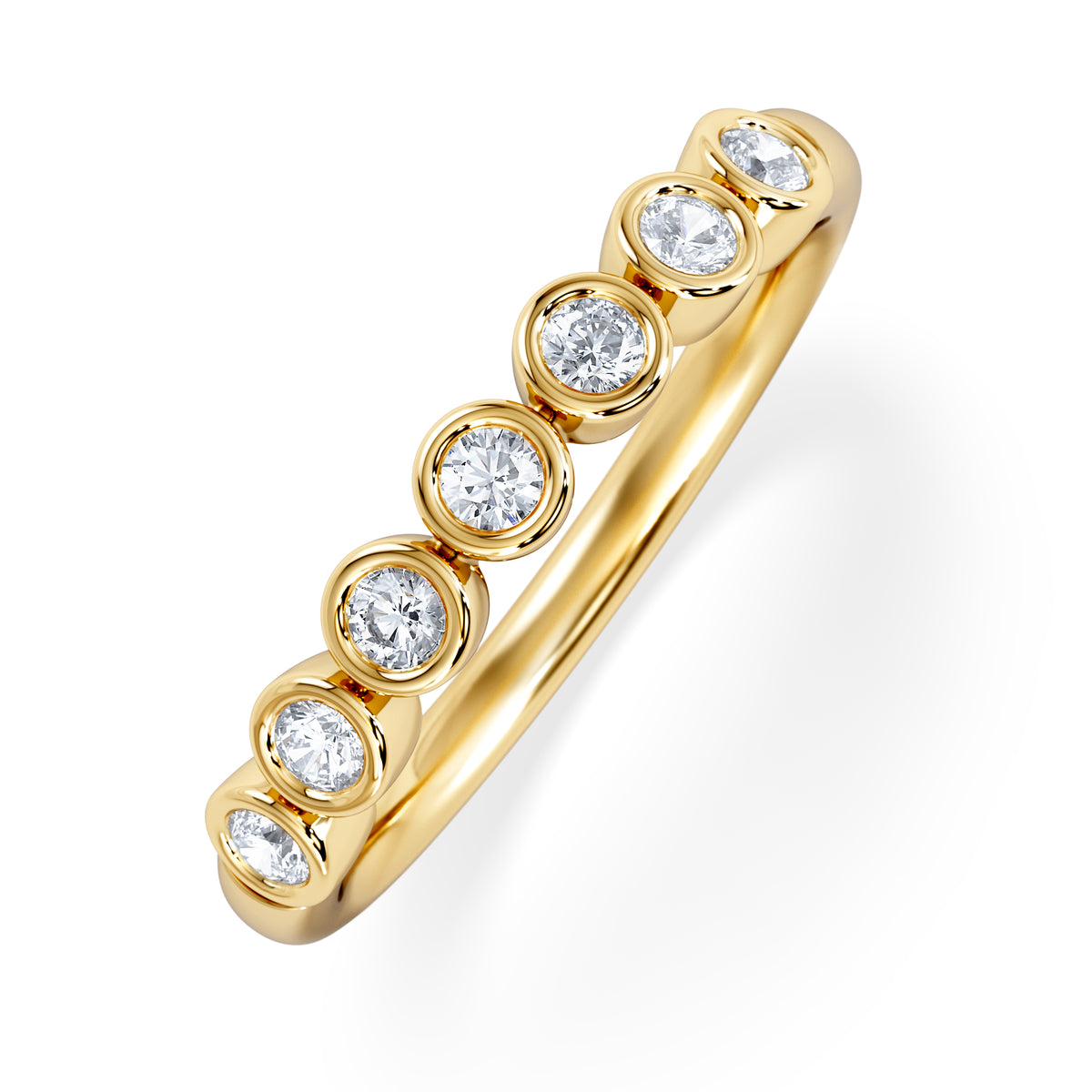 Orbit Half Band 0.30ct G/VS Round Cut Rubover Eternity Ring in 9K Yellow Gold
