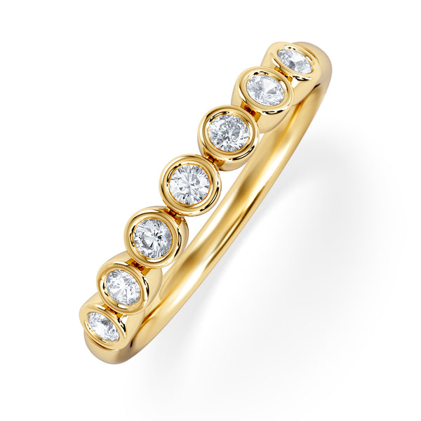 Orbit Half Band 0.30ct F/VS Round Cut Rubover Eternity Ring in 9K Yellow Gold