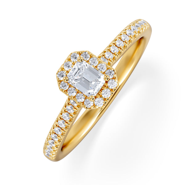 Lumia Emerald Cut Lab Diamond Halo Ring 0.33ct F/VS in 18K Gold Vermeil