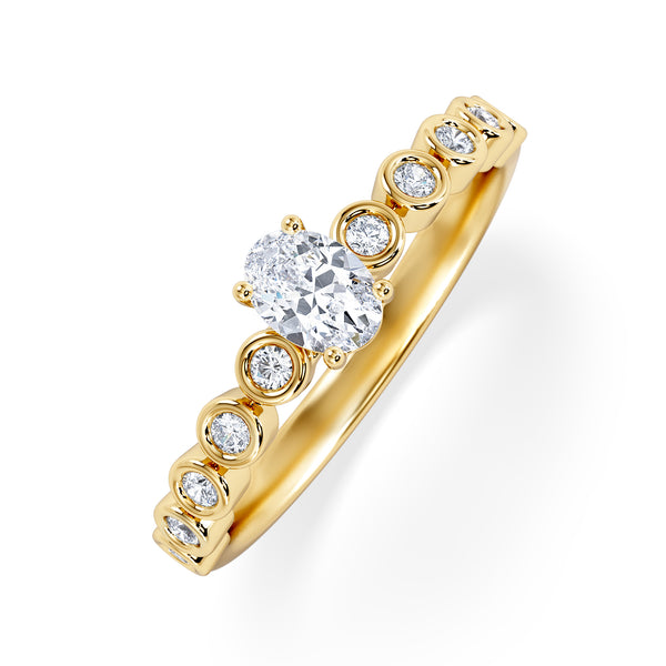 Entwine 0.30ct Oval Cut Lab Diamond Solitaire Engagement Ring with Side Stones in 18K Gold Vermeil