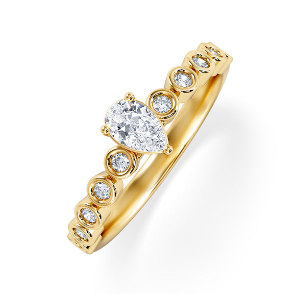 Entwine 0.30ct Pear Cut Lab Diamond Solitaire Engagement Ring with Side Stones in 18K Gold Vermeil