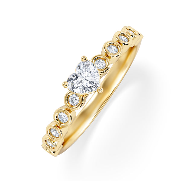 Entwine 0.30ct Heart Cut Lab Diamond Solitaire Engagement Ring with Side Stones in 18K Gold Vermeil