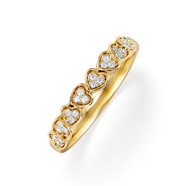 Heart Half Eternity Ring Lab Diamond 0.11ct in 18K Gold Vermeil