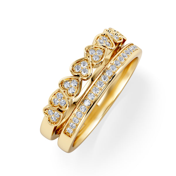 Interlocking Heart Stacking Lab Diamond Ring 0.20ct in 18K Gold Vermeil