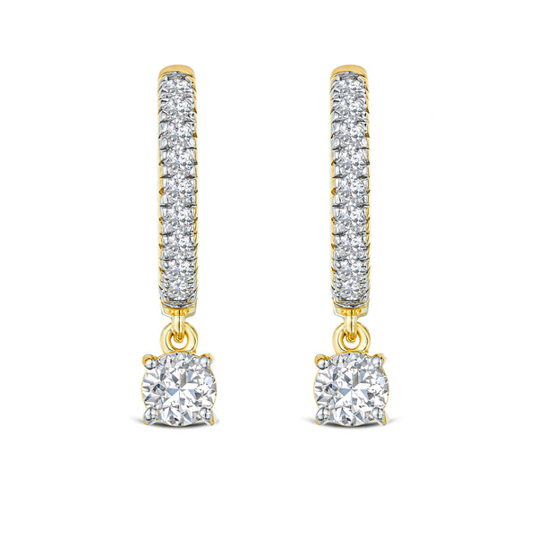 Stellato Hoop Drop Lab Diamond Earrings 1.00ct in 9K Gold
