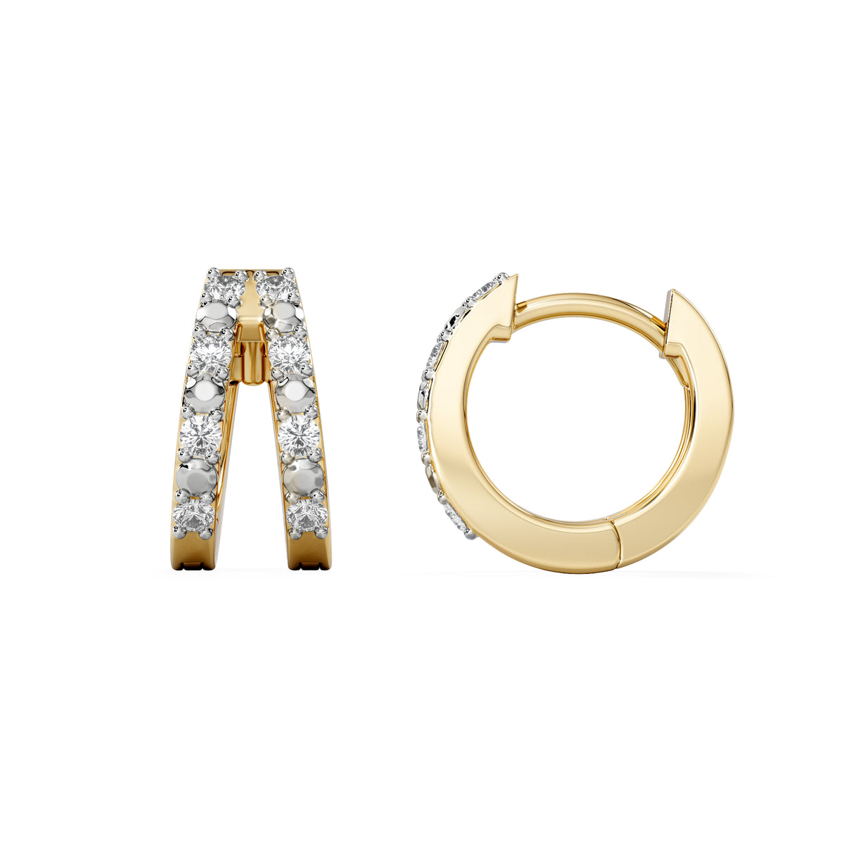 Duo Row Huggie Lab Diamond Earrings 0.22ct in 18K Gold Vermeil