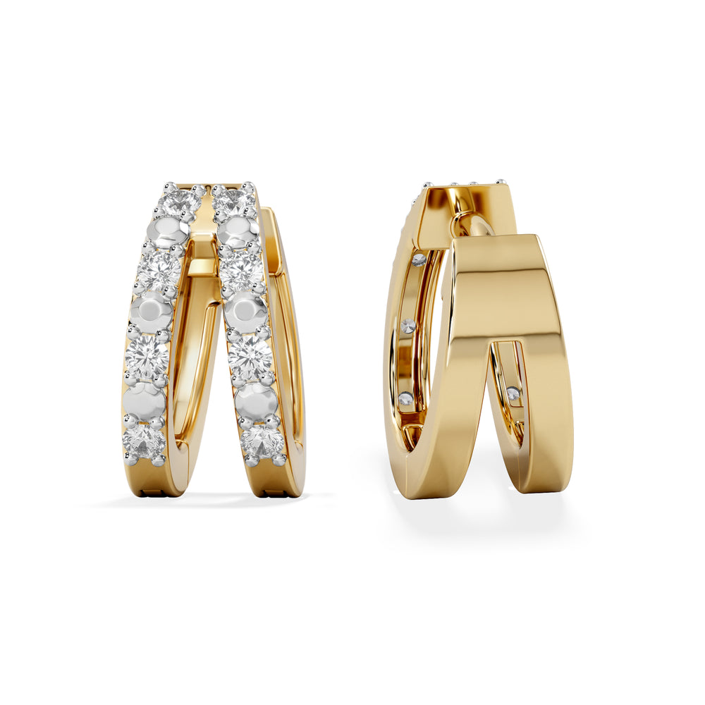 Duo Row Huggie Lab Diamond Earrings 0.22ct in 18K Gold Vermeil