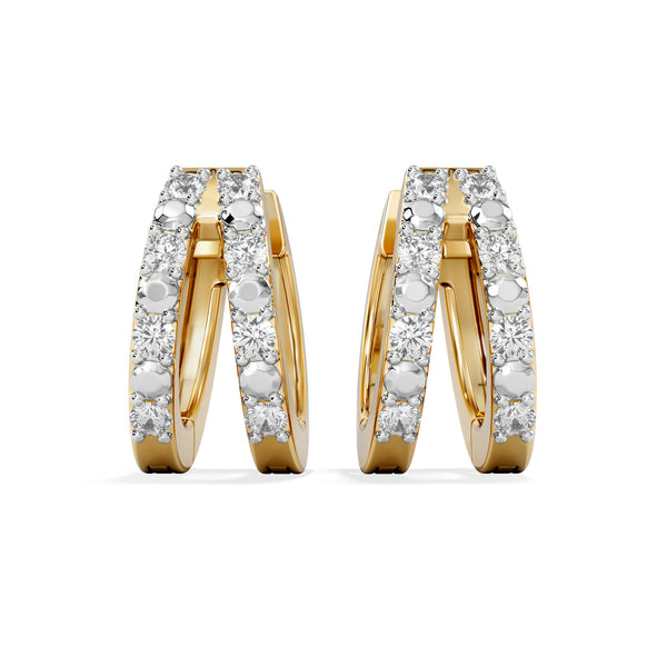 Duo Row Huggie Lab Diamond Earrings 0.22ct in 18K Gold Vermeil