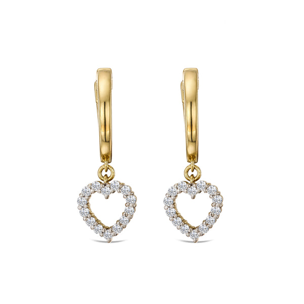 Heart Drop Huggie Lab Diamond Earrings 0.31ct in 18k Gold Vermeil