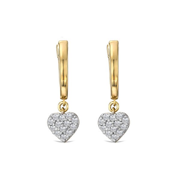 Heart Pave Drop Huggie Lab Diamond Earrings 0.29ct in 18k Gold Vermeil