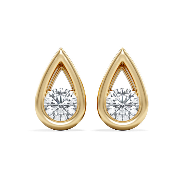 Teardrop 0.21ct Round Cut Lab Grown Stud Earrings in 18K Gold Vermeil