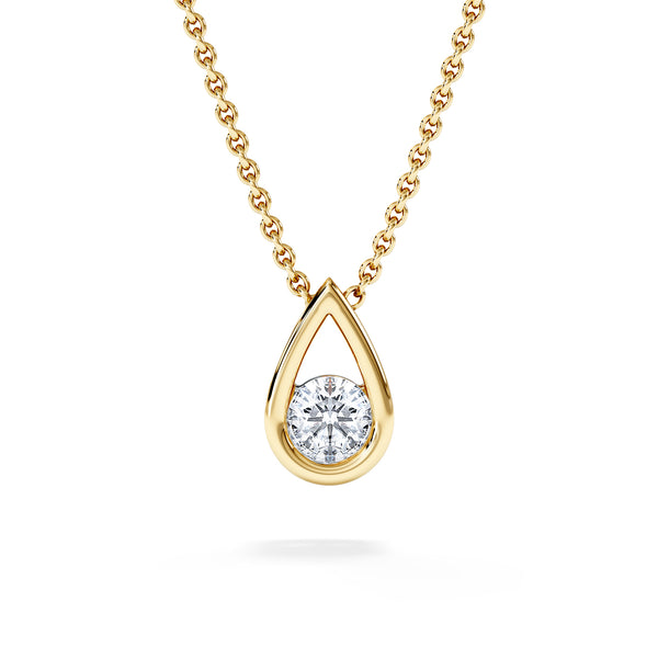 Teardrop Solitaire 0.25ct H/SI Round Cut Lab Grown Necklace in 18K Gold Vermeil