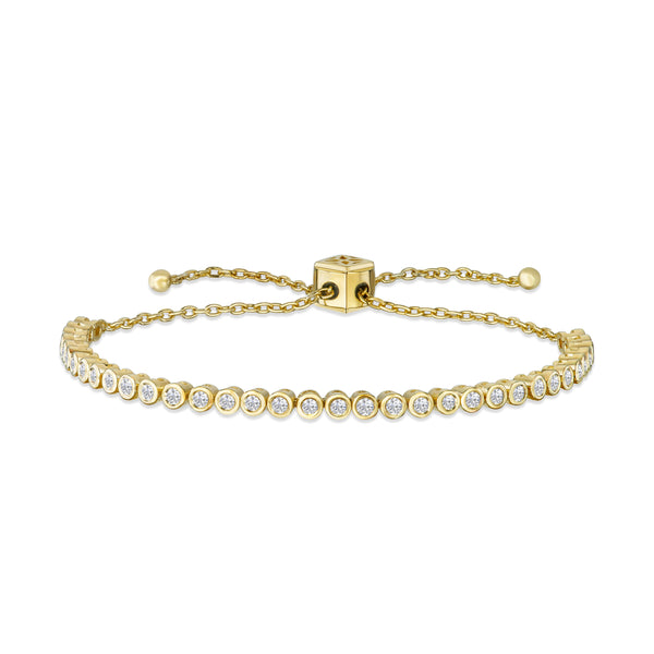 Adjustable Rubover Lab Diamond Tennis Bracelet Tennis Bracelet 0.50ct in 18K Gold Vermeil