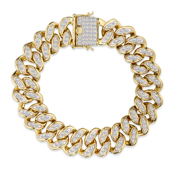 8.25 Inch Havana Cuban Men Lab Diamond Bracelet 3.50ct Cuban Lab Diamond Set in 18K Gold Vermeil