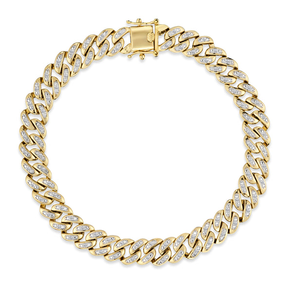 8.25 Inch Havana Cuban Men Lab Diamond Bracelet 0.50ct Cuban Lab Diamond Set in 18K Gold Vermeil