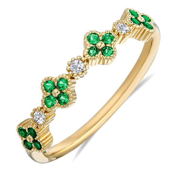 Alegria 4 Clover Lab Emerald Ring 0.18ct in 18k Gold Vermeil