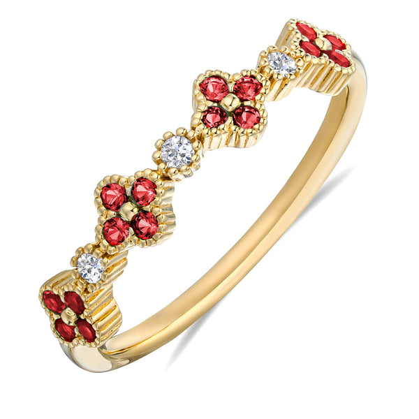 Alegria 4 Clover Lab Ruby Ring 0.18ct in 18k Gold Vermeil
