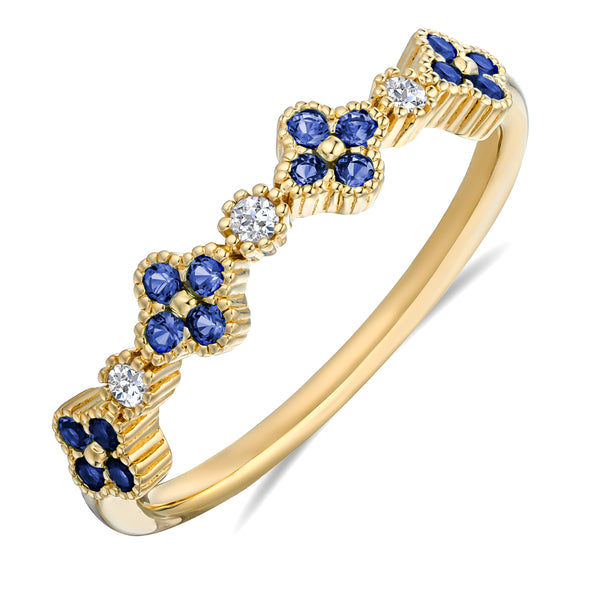Alegria 4 Clover Lab Sapphire Ring 0.25ct in 18k Gold Vermeil