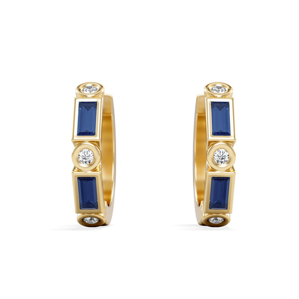 Forme 0.52ct Baguette Cut Lab Sapphire Huggie Earrings in 18K Gold Vermeil