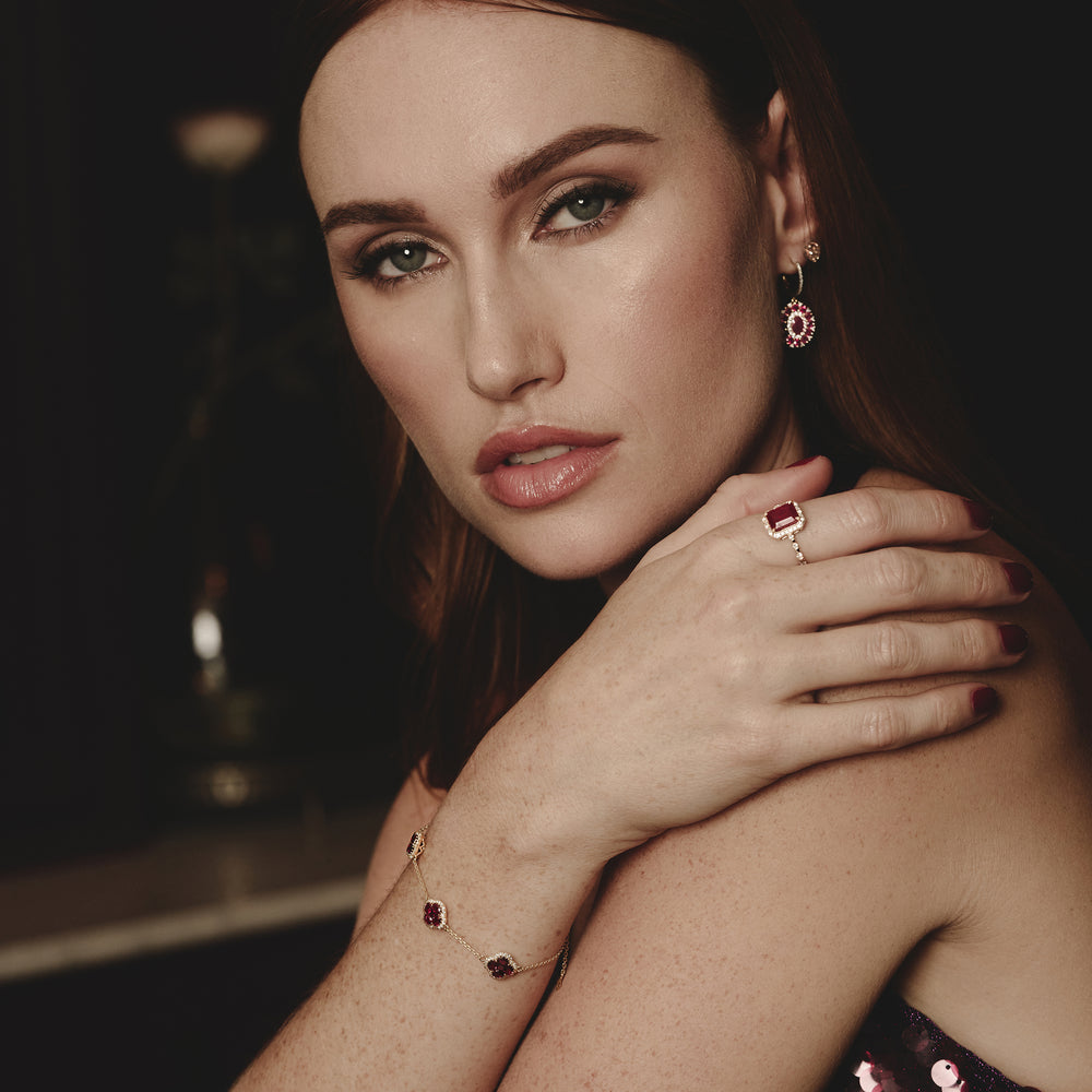 2.50ct Ruby Asteria Collection Lab Diamond Drop Earrings in 9K Gold