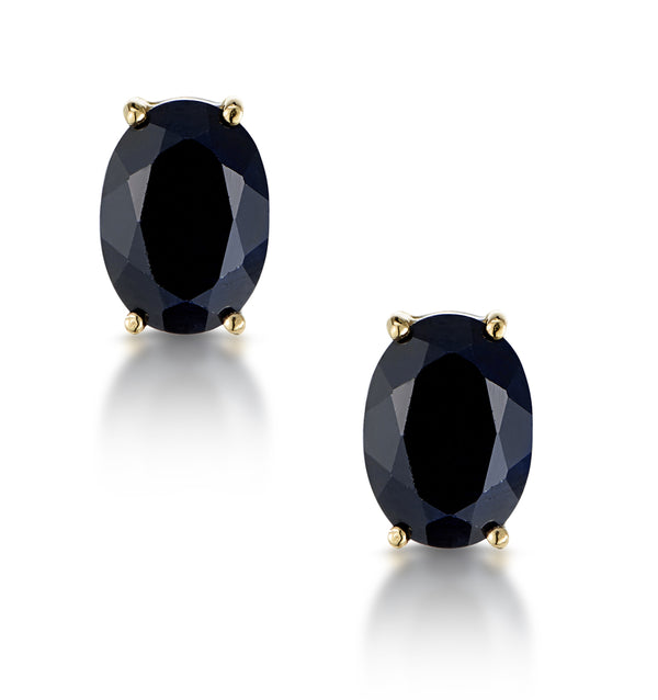 Sapphire 7mm x 5mm 9K Yellow Gold Earrings