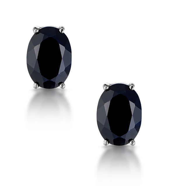 Sapphire 7mm x 5mm and 9K White Gold Earrings