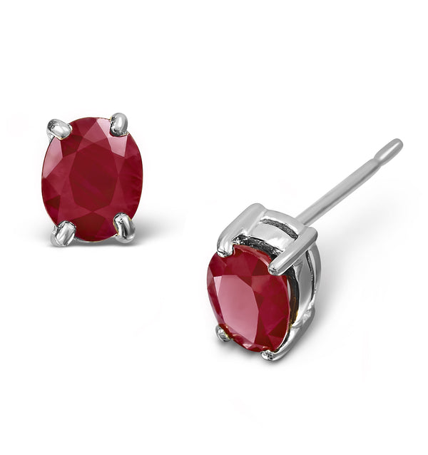 Ruby 5x4mm 0.70ct Stud Earrings in 9K White Gold