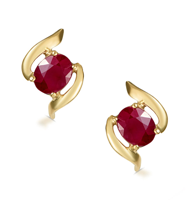 Ruby 0.73CT 9K Yellow Gold Earrings B3275