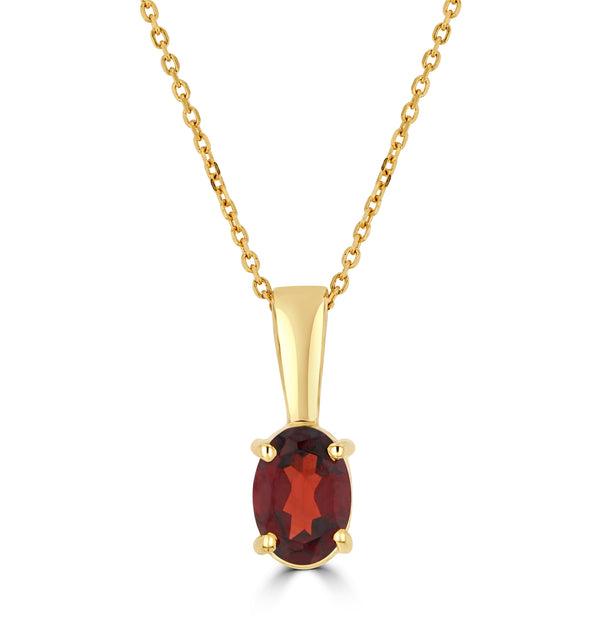 7mm x 5mm Garnet 9K Gold Pendant Necklace - B3388