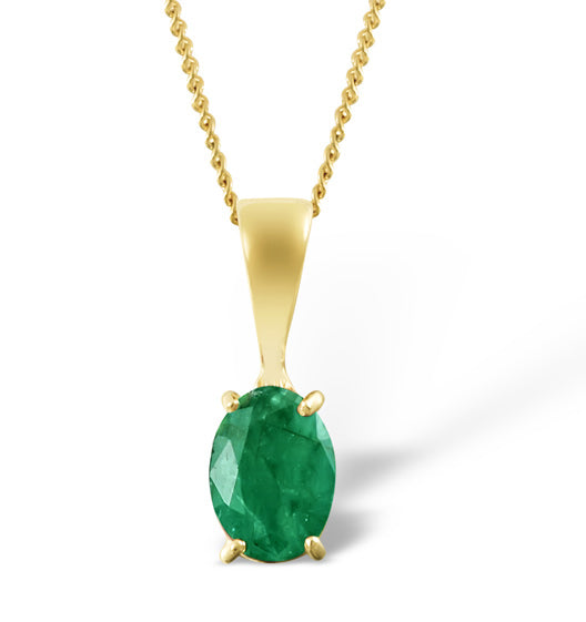 Emerald 0.76CT 9K Yellow Gold Pendant Necklace