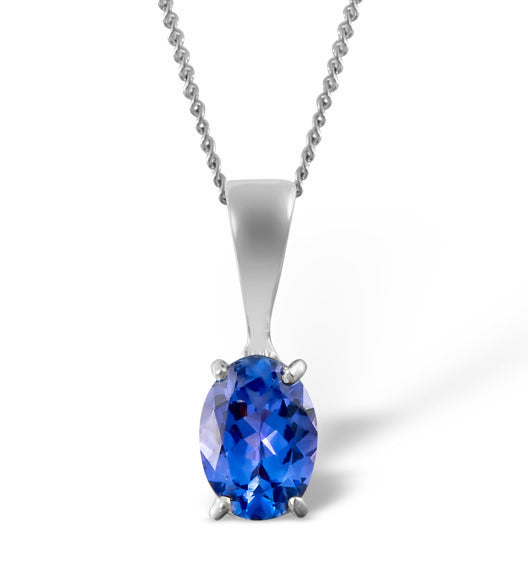 Tanzanite 7 x 5mm 9K White Gold Pendant Necklace