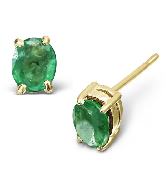 Emerald 5x4mm 0.64ct 9K Yellow Gold Earrings