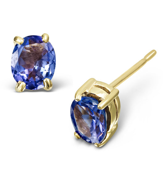Tanzanite 5 x 4mm 9K Yellow Gold Earrings