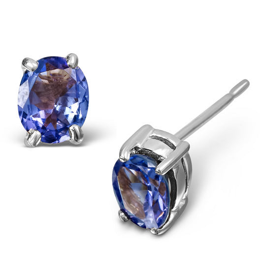 Tanzanite 5 x 4mm (0.70ct) 9K White Gold Earrings
