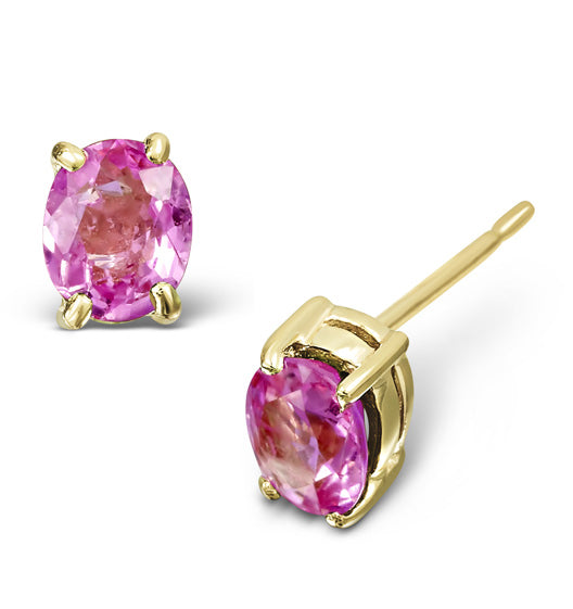 Pink Sapphire 0.45ct 9K Yellow Gold Earrings